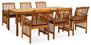 3058092 vidaXL 7 Piece Garden Dining Set with Cushions Solid Acacia Wood (45963+2x312131)