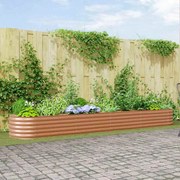 vidaXL Canteiro Elevado Castanho com Aparência de Madeira 400x80x44 cm Aço