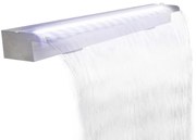 vidaXL Fonte cascata para piscina com luzes LED 110 cm aço inoxidável