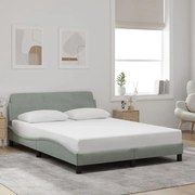 Estrutura de cama c/ cabeceira 140x190 cm veludo cinzento-claro