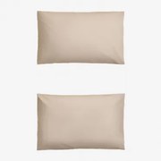 Pack De 2 Fronhas Em Algodão Percal De 180 Fios Lesia Tapioca Bege & 50 X 75 Cm - Sklum