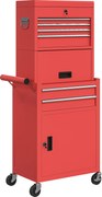 HOMCOM Carrinho de Ferramentas com 6 Gavetas Rodas Painel Lateral Perfurado e Caixa de Ferramentas Desmontável 60,5x33,5x131 cm Vermelho | Aosom Portugal