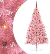 vidaXL Árvore de Natal Artificial Pré-iluminada Rosa 180 cm PVC