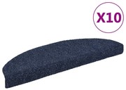vidaXL Tapetes de escada autoadesivos 10 peças 65x21x4 cm azul semicircular grande