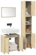 vidaXL 3 pcs conj. móveis casa banho derivados madeira carvalho sonoma
