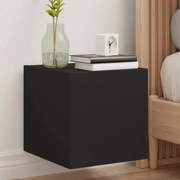 vidaXL Móvel de parede para TV com luzes LED 30,5x35x30 cm preto