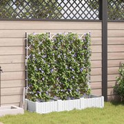 vidaXL Vaso de Jardim com Treliça 3 pcs Branco 120x40x125.5 cm