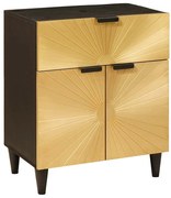 vidaXL Mesa-de-cabeceira com gaveta Preto e Ouro 50 x 33 x 60 cm