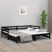 Sofá-cama de puxar 2x(80x200) cm pinho maciço preto