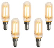 Conjunto de 5 lâmpadas LED E14 reguláveis douradas T25 4W 300 lm 2200K