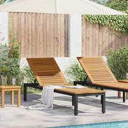 vidaXL Espreguiçadeira Preta 200x55x35 cm Madeira Acácia Maciça