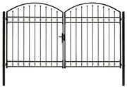 vidaXL Portão p/ cerca porta dupla e topo arqueado 300x200cm aço preto