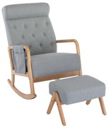 Poltrona de Balanço Ergonômica com Apoio para os Pés para Sala de Estar, 65x85x94cm, Cinza Claro