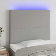 Cabeceira cama c/ luzes LED tecido 100x5x118/128cm cinza-claro