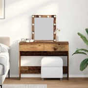 Mesa de Maquiagem com Espelho e Luzes LED Madeira Antiga e Madeira de Engenharia