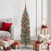 vidaXL Árvore Slim de Natal Artificial Verde e Branco 150 cm