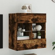 vidaXL Móvel parede p/ TV c/ luzes LED 58,5x30x60,5 cm carvalho fumado