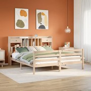 vidaXL Cama com estante sem colchão 180x200 cm pinho maciço