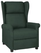 vidaXL Poltrona reclinável tecido verde-escuro