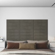 vidaXL Painel de parede 12 pcs 60x15cm veludo 1,08 m² cinza-escuro