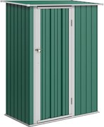 Outsunny Abrigo de Jardim 142x84x189cm Abrigo de Jardim de Aço Galvanizado com Porta Fechadura e Orifícios de Drenagem Verde | Aosom Portugal
