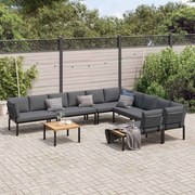 vidaXL 7 pcs conjunto de sofás p/ jardim c/ almofadões alumínio preto