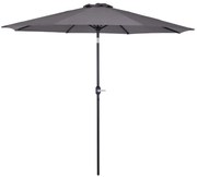 Outsunny Chapéu de Sol de Jardim Ø295x250cm com Manivela Chapéu de Sol Exterior com Mecanismo de Inclinação e Mastro Desmontável de Metal para Terraço Piscina Pátio Cinza Escuro