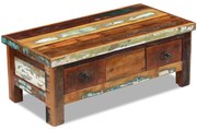 Mesa de centro + gavetas 90x45x35 cm madeira reciclada maciça