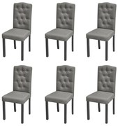 vidaXL Cadeiras de jantar 6 pcs tecido cinzento