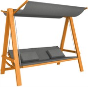 Outsunny Balanço estilo Hollywood com função de cama 3 lugares Balanço de jardim em lariço com dossel solar ajustável 225,5 x 130 x 180 cm | Aosom Portugal