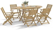 vidaXL 7 pcs conjunto de jantar para jardim madeira de acácia maciça