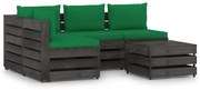 5 pcs conj. lounge jardim + almofadões madeira impreg. cinzento