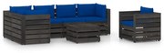 7 pcs conj. lounge jardim + almofadões madeira impreg. cinzento