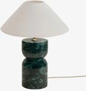 Candeeiro De Mesa Em Pedra Natural Diniz Mármore Verde Udaipur & Branco Mate Ø35 Cm - ↑15 Cm Graciela - Sklum