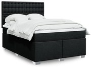 vidaXL Cama com molas/colchão 140x190 cm tecido preto