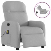 vidaXL Poltrona massagens reclinável elétrica tecido cinzento-nublado