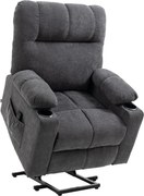 HOMCOM Poltrona para seniores com auxílio para levantar, função de reclinação, incl. controlo remoto, 144 cm x 91 cm x 88 cm, cinzento escuro | Aosom Portugal