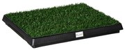 PawHut Banheiro para Cachorro Resguardo Treino Erva Bandeja Cães Sanita Interior Animais Estimação Prático Higiénico 51x63x6 cm Verde | Aosom Portugal