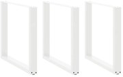 vidaXL Pés para mesa de jantar em formato de U, 3 peças, branco, 90x (72-73) cm, aço