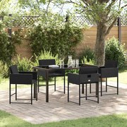 vidaXL Conjunto de Jantar de Jardim 5 Peças com Almofadas Pretas em Rattan Sintético