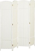 HOMCOM Biombo de 4 Painéis Separador de Ambientes Dobrável 160x170 cm para Sala de Estar Dormitório Escritório Branco | Aosom Portugal