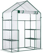 Outsunny Estufa de Jardim com 4 Prateleiras Porta com Fecho de Correr para Cultivo de Plantas Flores Vegetais 142x73x195 cm Verde