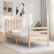 vidaXL Estrutura cama de solteiro pequena c/ cabeceira madeira maciça