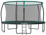 Trampolim Ø 427 cm com rede interna preto-verde escuro