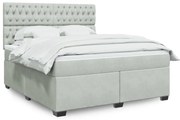 vidaXL Cama com molas/colchão 180x200 cm veludo cinzento-claro
