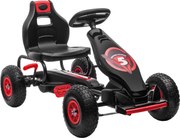 HOMCOM Kart a Pedais para Crianças 5-12 Anos com Assento Ajustável Pneus Insufláveis Amortecimento 121x58x61cm Vermelho | Aosom Portugal