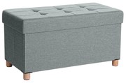 Banco dobrável Songmics com espaço de armazenamento e tampa, base de madeira maciça, capacidade de 65 L para economizar espaço, até 300 kg, 76 x 38 x 40 cm