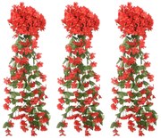 vidaXL Grinaldas de flores de Natal 3 pcs 85 cm vermelho
