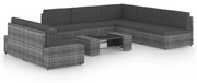 8 pcs conjunto lounge de jardim c/ almofadões vime PE cinzento