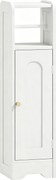 HOMCOM Armário de Casa de Banho Estreito Móvel Auxiliar de Casa de Banho 21x20x79 cm com Prateleira Ajustável Suporte para Papel Higiénico Branco | Aosom Portugal